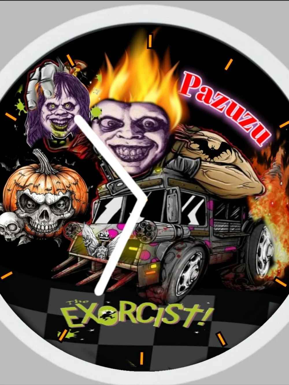 The Exorcist Horror Graphic Art Clock  - Black with Neon Accents